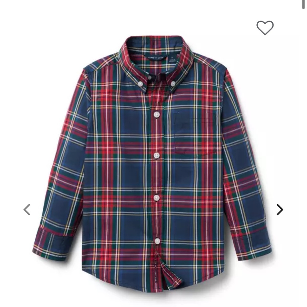 Janie and Jack Navy and Red Plaid Button Down Shirt